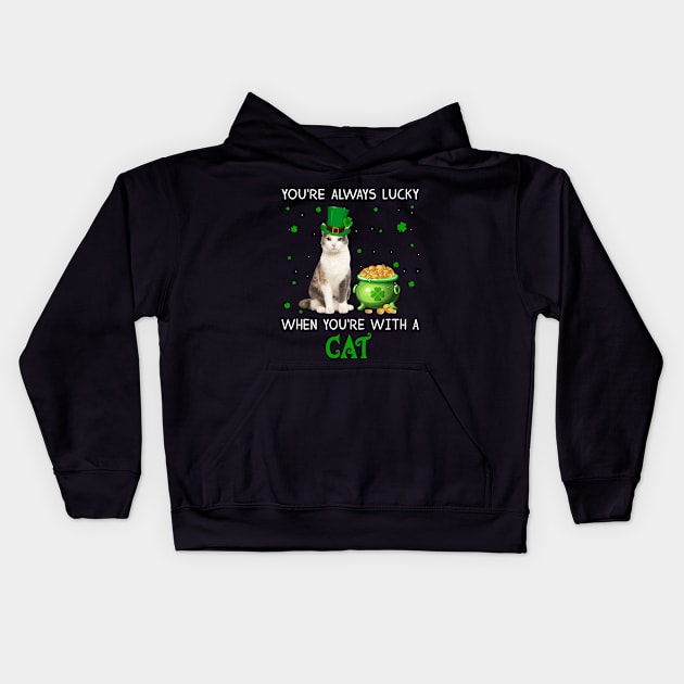 Always Lucky When You_re With A Cat T-shirt Kids Hoodie by Elsie